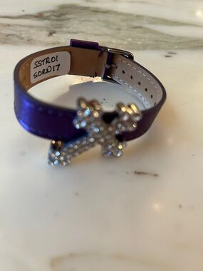 Girls Purple Crystal Cross Charm Bracelet, .